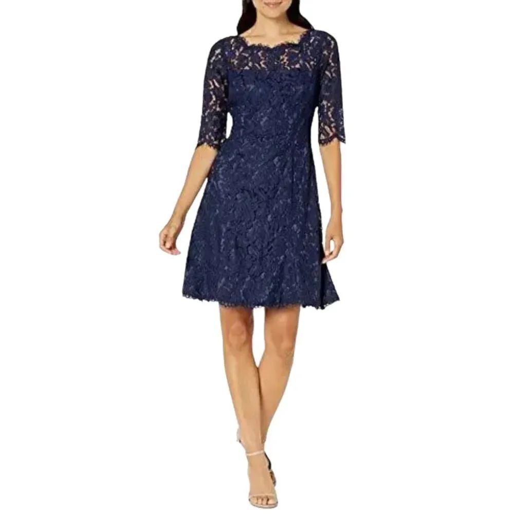 Eliza J Navy Blue Lace Fit and Flare Dress size 6